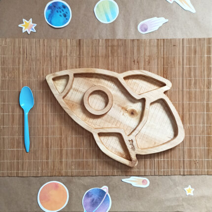 Plato Nave Espacial de madera / Bandeja Sensorial