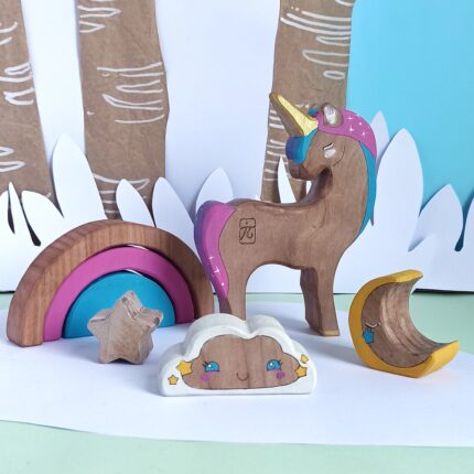Set Bosque Mágico: Unicornio y Amigos de Madera